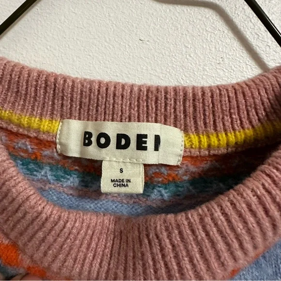 Boden Pink Fair Isle Sweater Tank with Blue Yoke - Picture 4 of 11